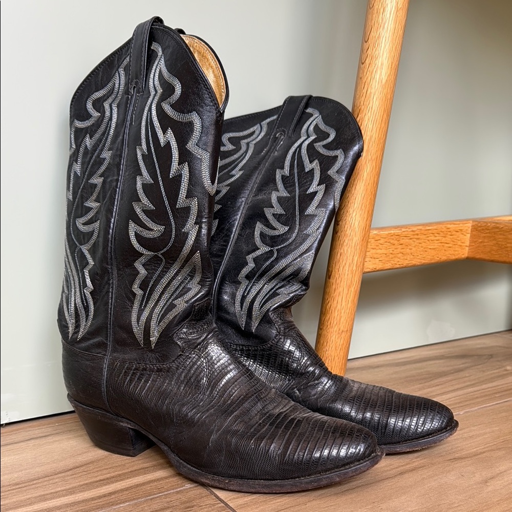 Justin Boots Black and Silver Western Boots